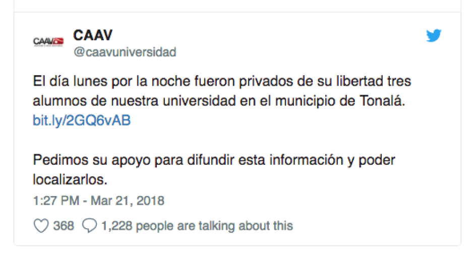 Se investiga en Jalisco desaparición de estudiantes