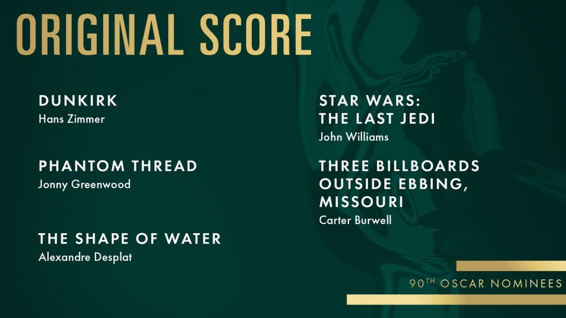 ¡Lista de nominados al Oscar 2018!