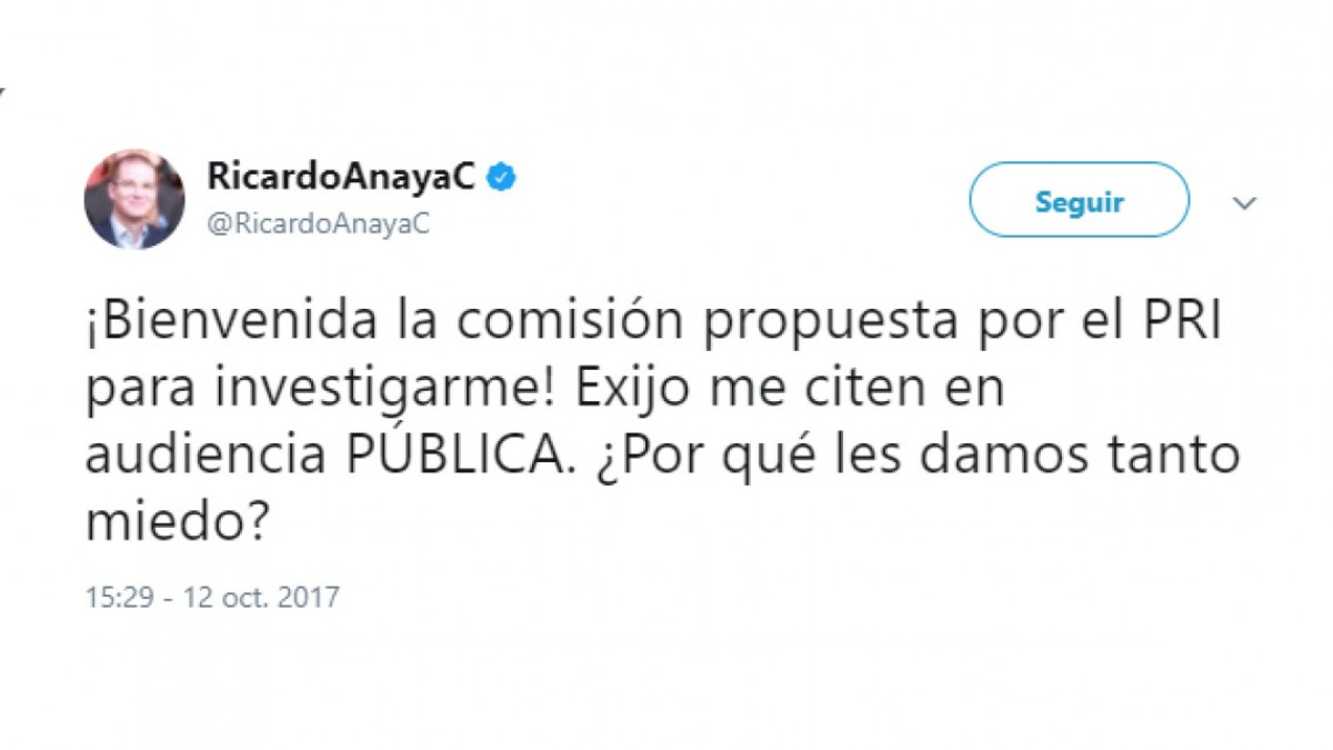 Anaya dispuesto a declarar en audiencia pública
