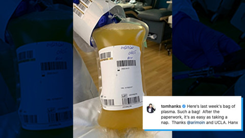Tom Hanks dona su sangre para desarrollar la vacuna contra el COVID-19