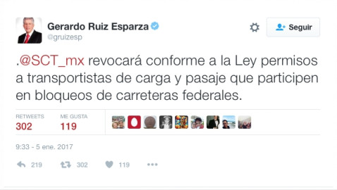 SCT revocará permisos a transportistas que bloqueen carreteras