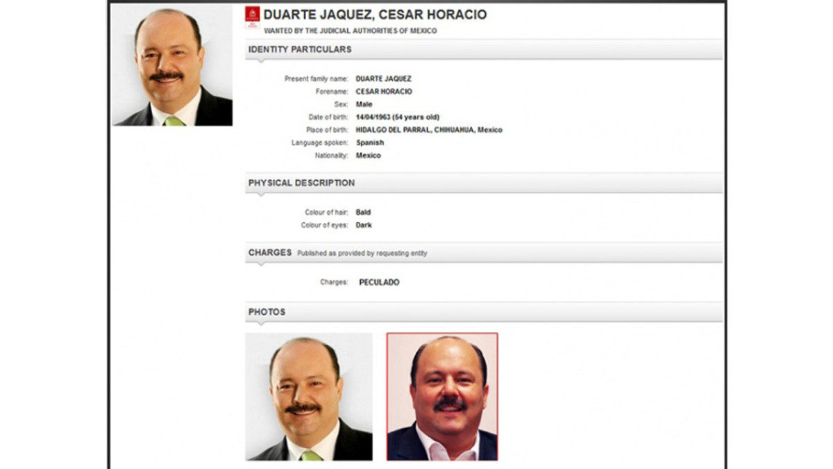 Actualizan ficha Roja de César Duarte