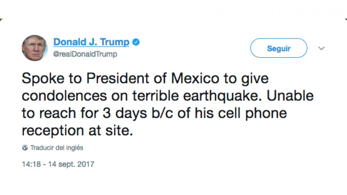 Habla Trump con EPN para ofrecer sus condolencias por sismo