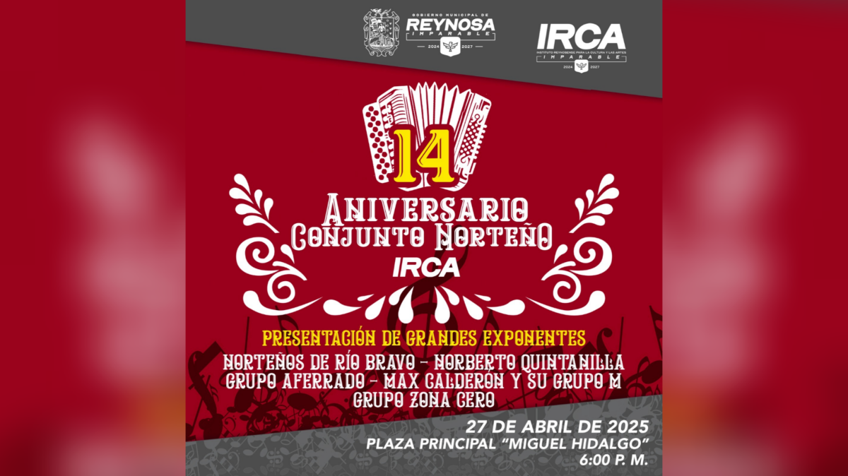 Invita Gobierno de Carlos Peña Ortiz a celebrar XIV Aniversario de Conjunto Norteño del IRCA