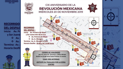 Anuncian vialidades cerradas por desfile