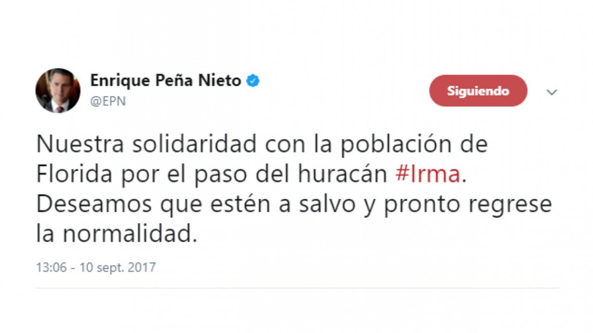 Se solidariza EPN con habitantes de Florida
