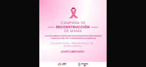 Llama DIF Reynosa a registrarse en la Campaña de Reconstrucción de Mama