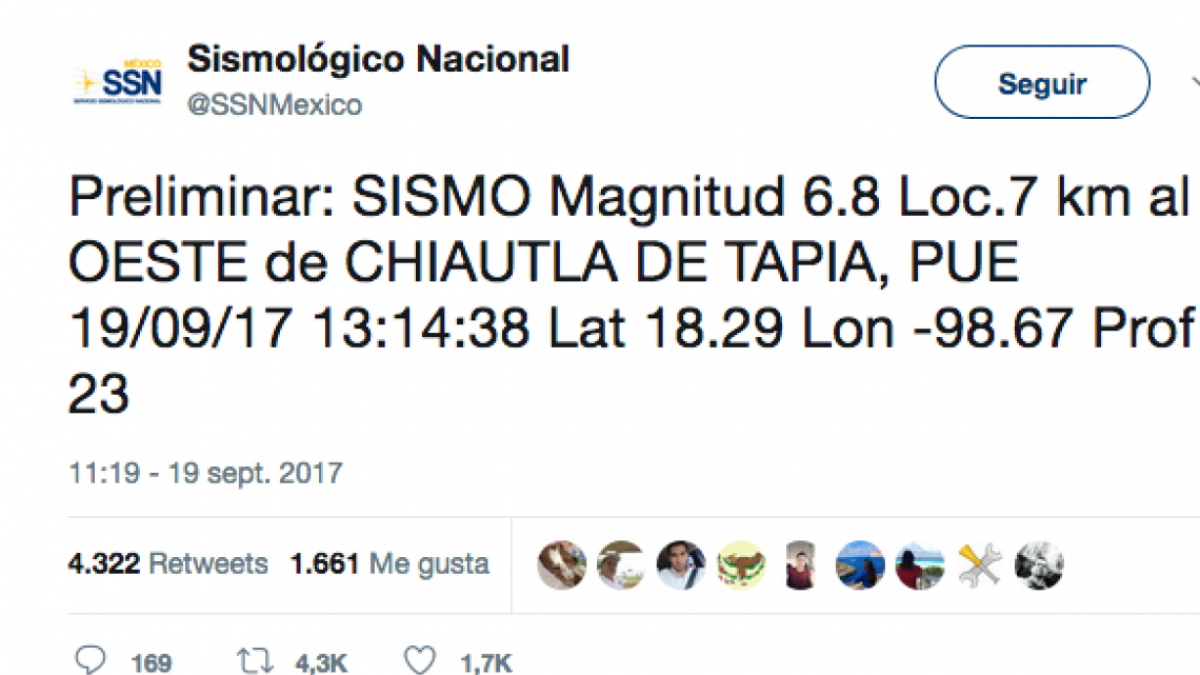 Sismo Magnitud 7.1 grados al sureste de Axochiapan, Morelos sacude CDMX