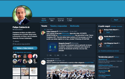 Bloquean cuenta de Felipe Calderón