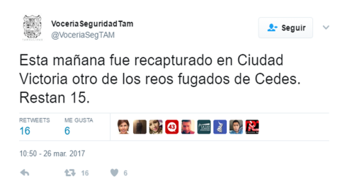 Detienen a otro de los reos fugados 