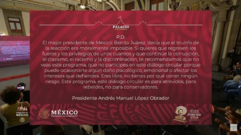 AMLO batea al INE y mantiene posdata a conservadores
