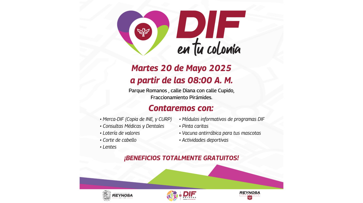 Acercará DIF-Reynosa servicios gratuitos a familias de Pirámides