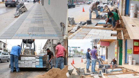 Avanza reconfiguración de banquetas del centro de Madero