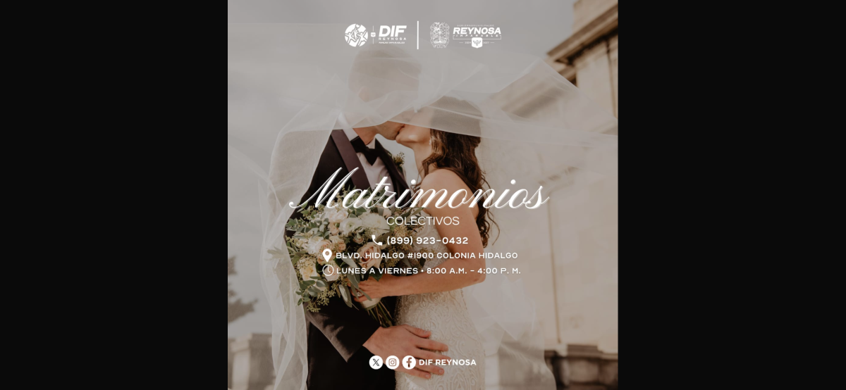 Invita DIF-Reynosa a registrarse en convocatoria para Matrimonios Colectivos 2025