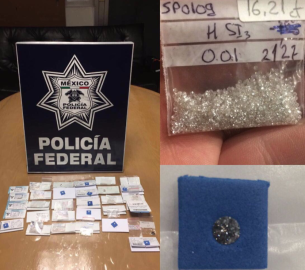 Detienen a español con 11 mil 500 diamantes en el AICM 