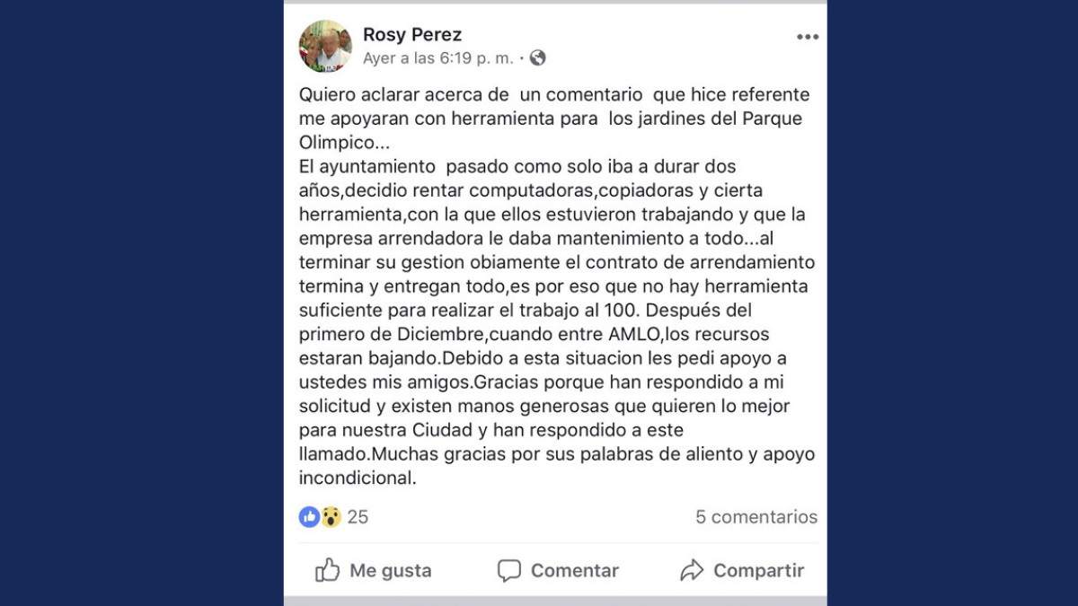 Solicita directora equipo de limpieza para el parque Olímpico 