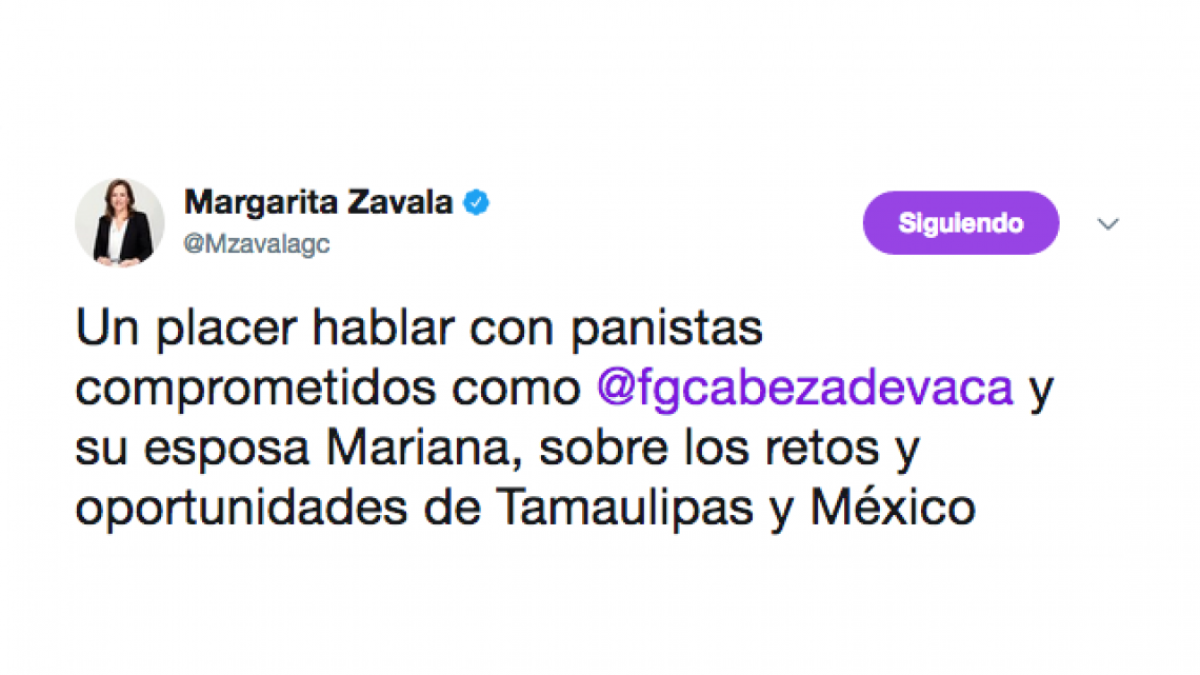 Se reúne Margarita Zavala con el Gobernador de Tamaulipas