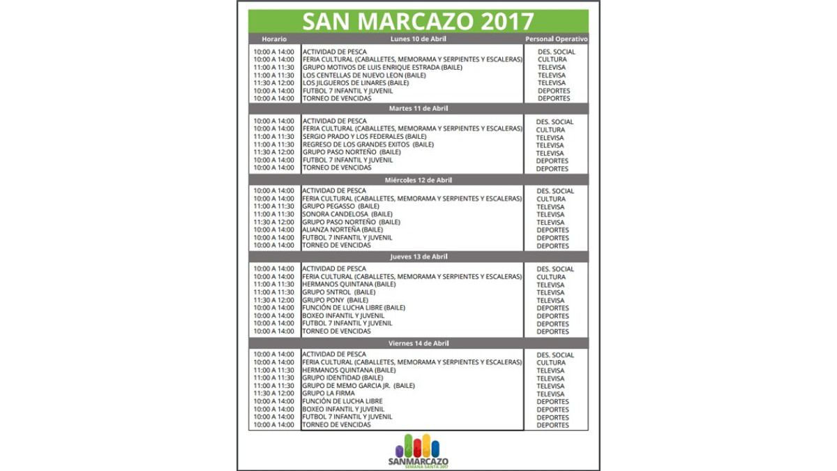 Dan a conocer programas del San Marcazo, Tronconazo y del Albercazo