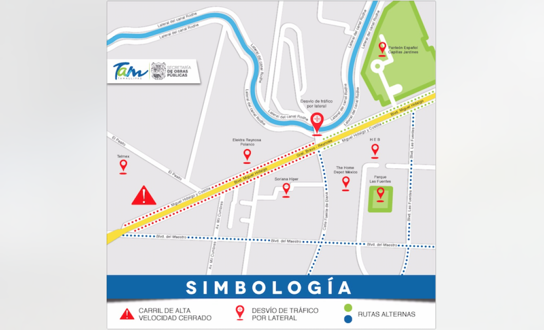 Realizan maniobras de colocación de trabes en Distribuidor Vial Reynosa