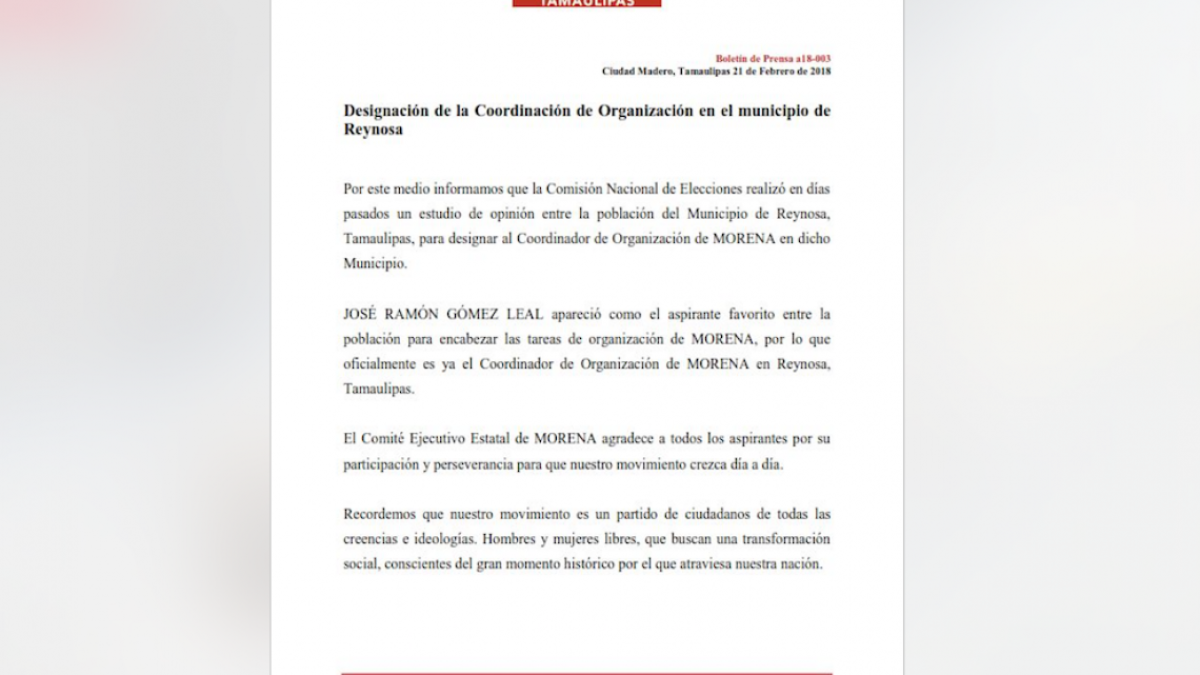 Nombran a “JR” coordinador de MORENA en Reynosa