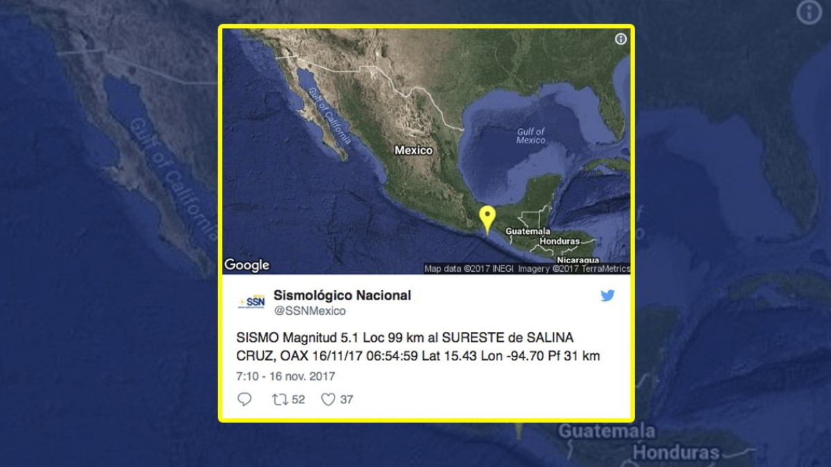Sismo de magnitud 5.1 despierta a Oaxaca