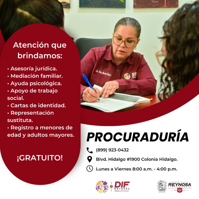 Apoya DIF Reynosa a familias con servicios gratuitos de Procuraduría