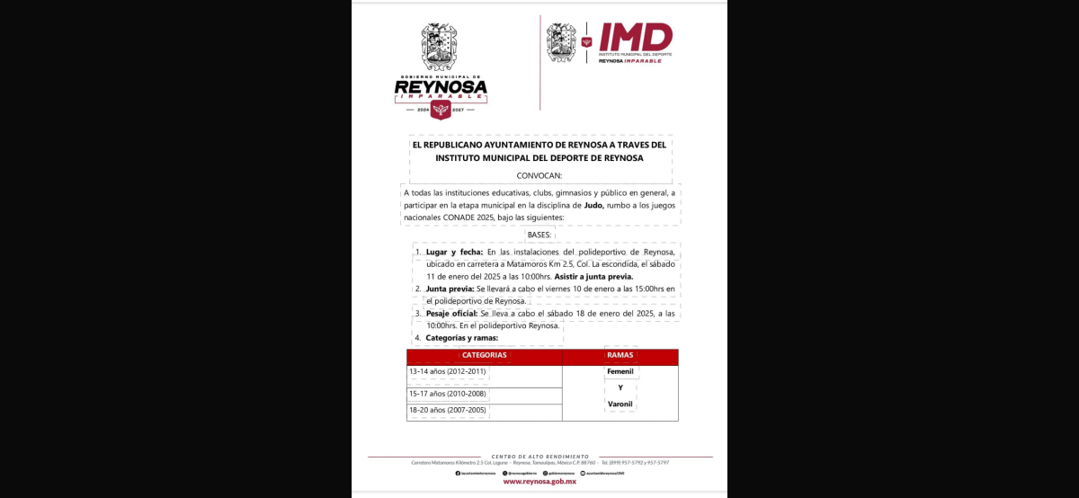 Invita Gobierno de Reynosa a inscribirse a la etapa municipal de Judo