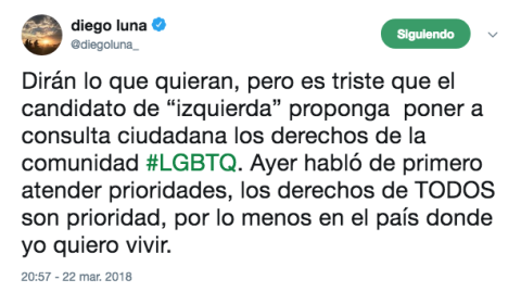 Diego Luna critica "consultas"  de AMLO por derechos de comunidad LGBTQ