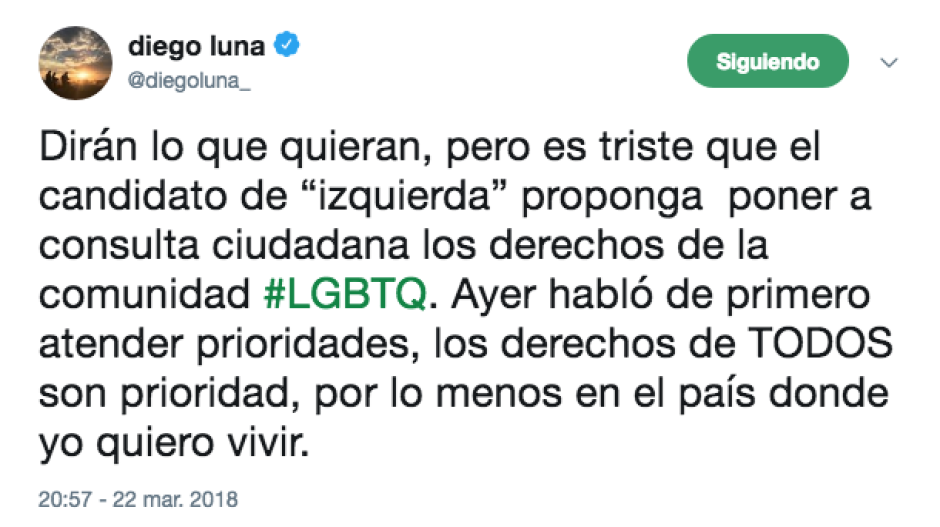 Diego Luna critica "consultas"  de AMLO por derechos de comunidad LGBTQ