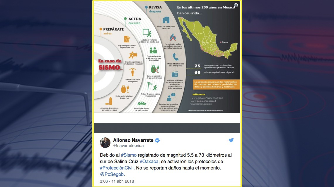 No se reportan daños tras sismo que despertó Oaxaca