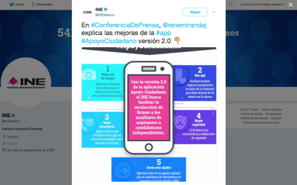 INE presenta versión 2.0 de app para recolección de firmas 