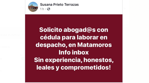 Inicia Susana Prieto reclutamiento de abogados honestos