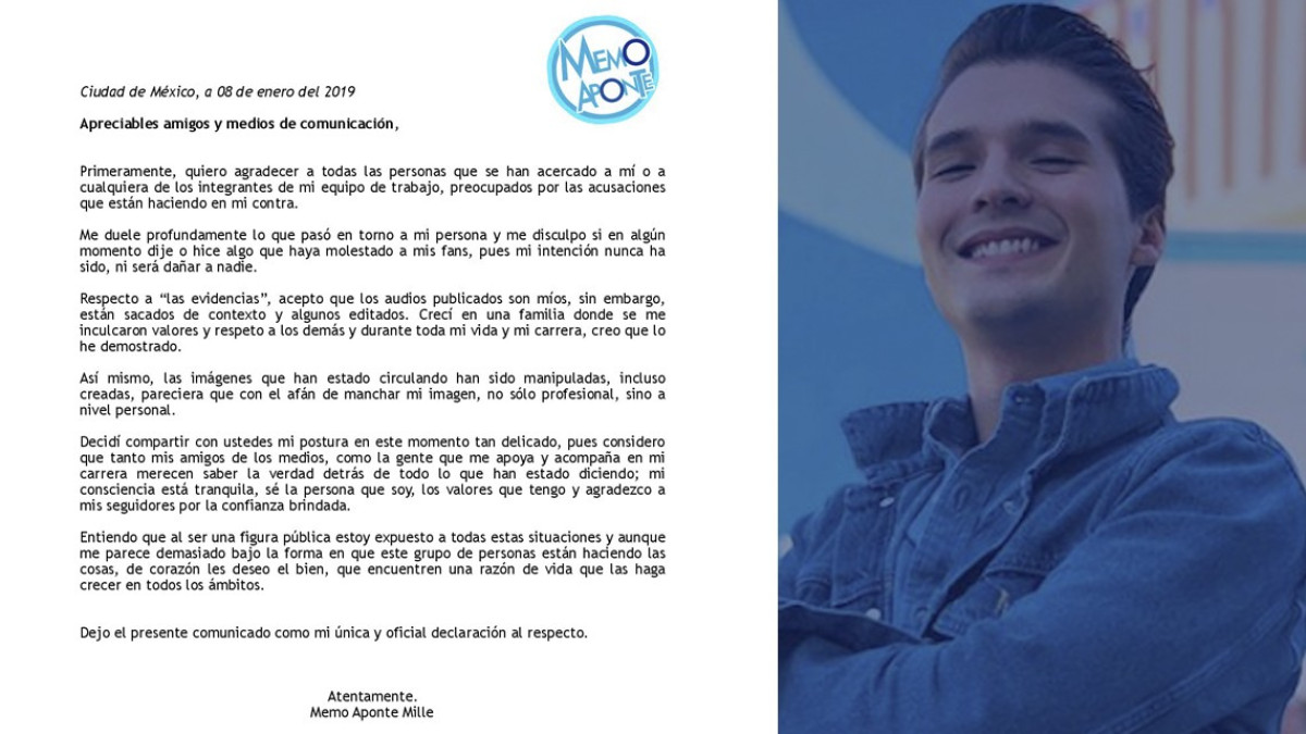 Memo Aponte se deslinda de señalamientos de acoso sexual