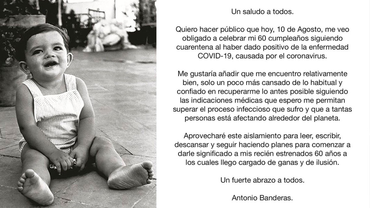 Antonio Banderas cumple 60 años y anuncia que dio positivo a covid-19