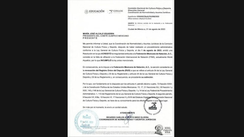 CONADE exitngue a la Federación Mexicana de Natación