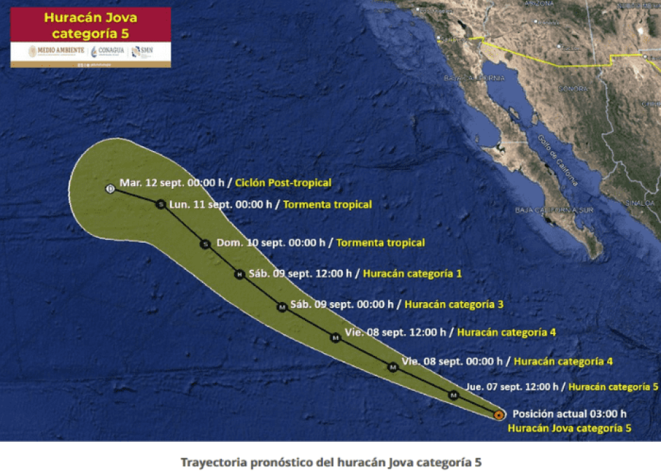 Huracán "Jova" alcanza la categoría 5 