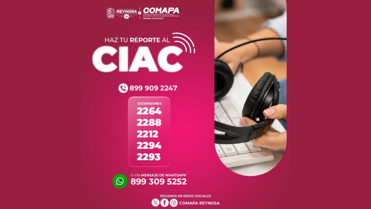 Invita COMAPA a realizar sus reportes a través de las líneas telefónicas del CIAC