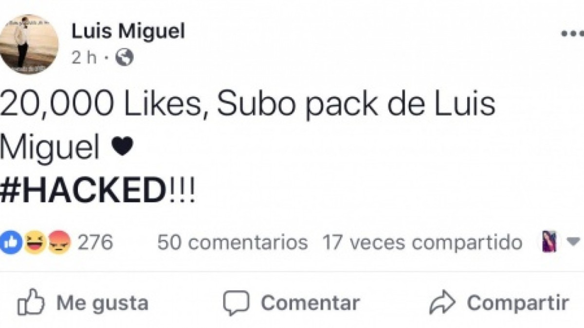 Hackean el Facebook de Luis Miguel