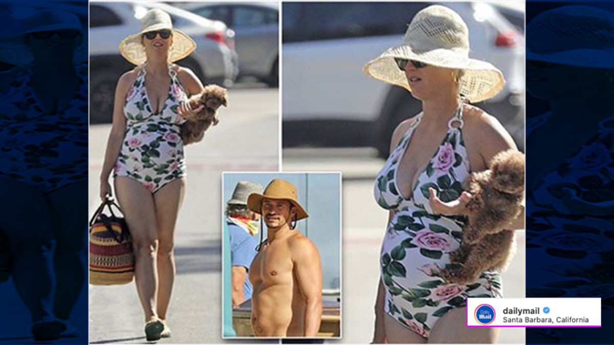 Katy Perry presume su embarazó en traje de baño 