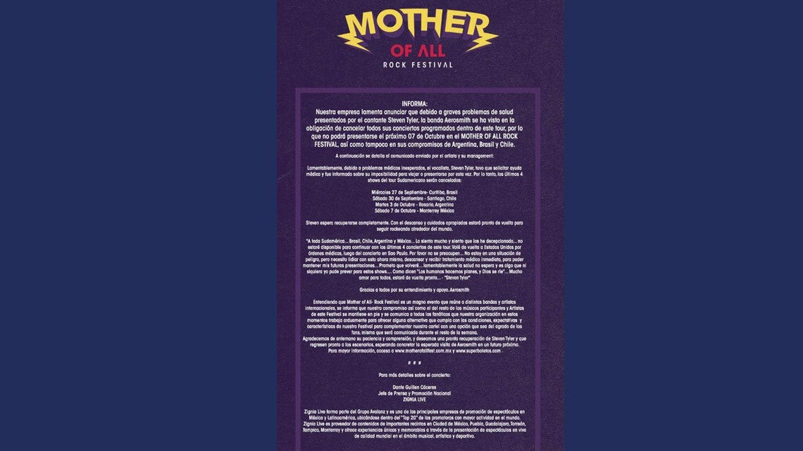 Aerosmith cancela su participación en el "Mother of All" en Monterrey