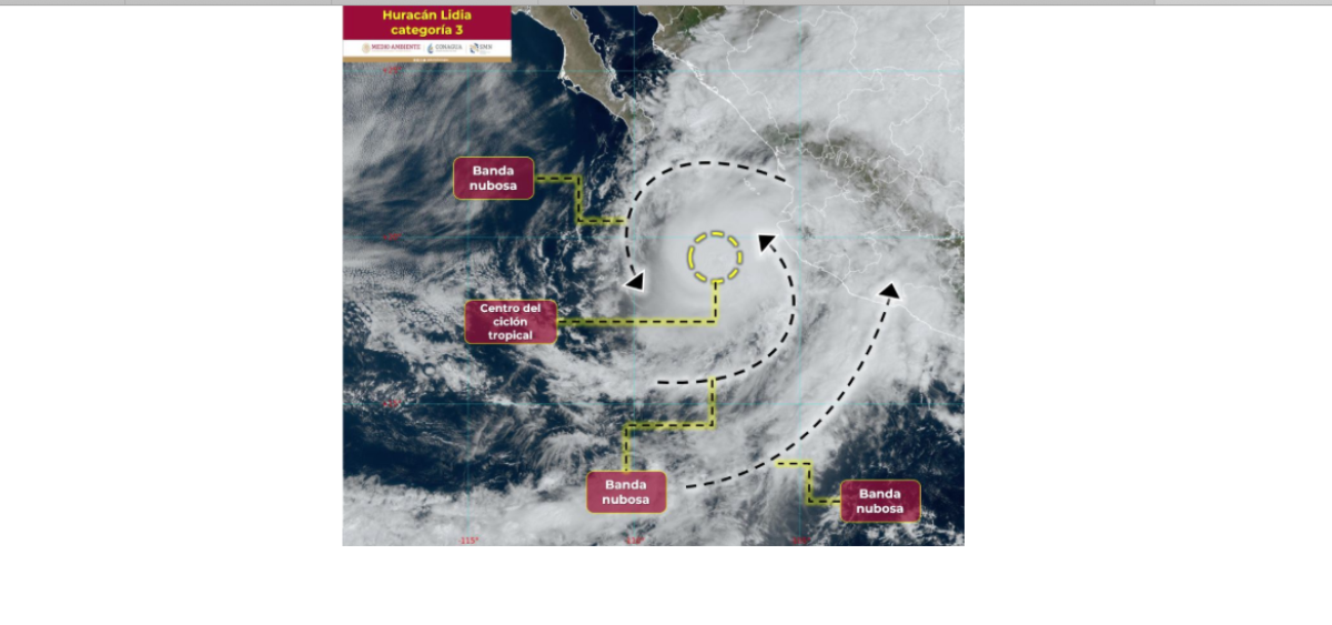 Huracán 'Lidia' se intensifica a categoría 3
