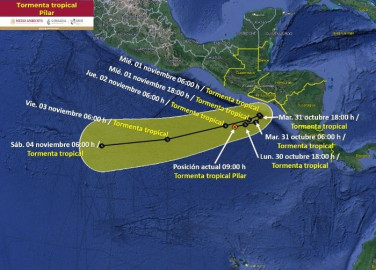 Tormenta tropical "Pilar" se fortalece cerca de México