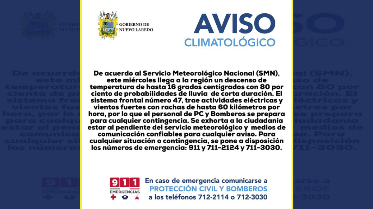 Autoridades llaman a tomar precauciones ante descenso de la temperatura