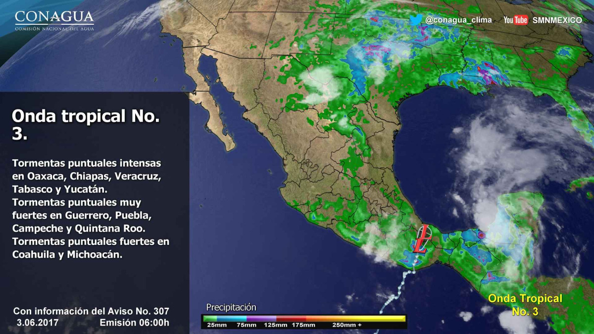 Habrá tormentas fuertes a intensas en sur y sureste del país