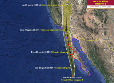  Huracán "Hilary" baja a categoría 3
