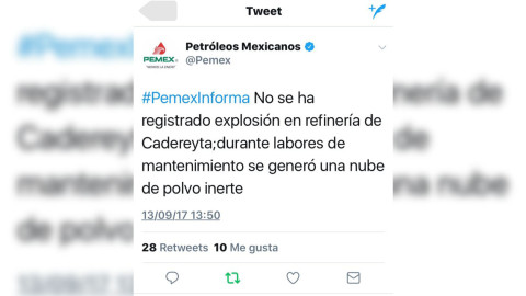 Pemex desmiente explosión en refinería de 