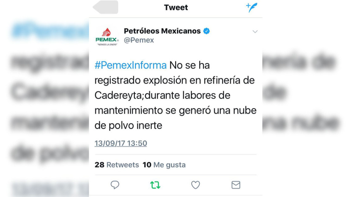 Pemex desmiente explosión en refinería de 