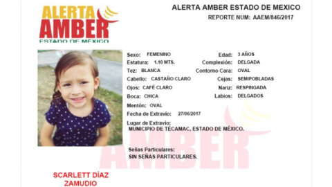 Alerta Amber para localizar a niña de 3 años