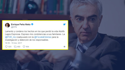 EPN condena y lamenta asesinato de Adolfo Lagos Espinosa