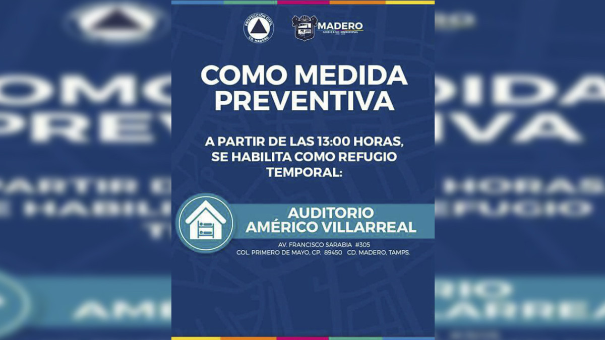 Habilitan como refugio temporal auditorio Americo Villarreal Guerra